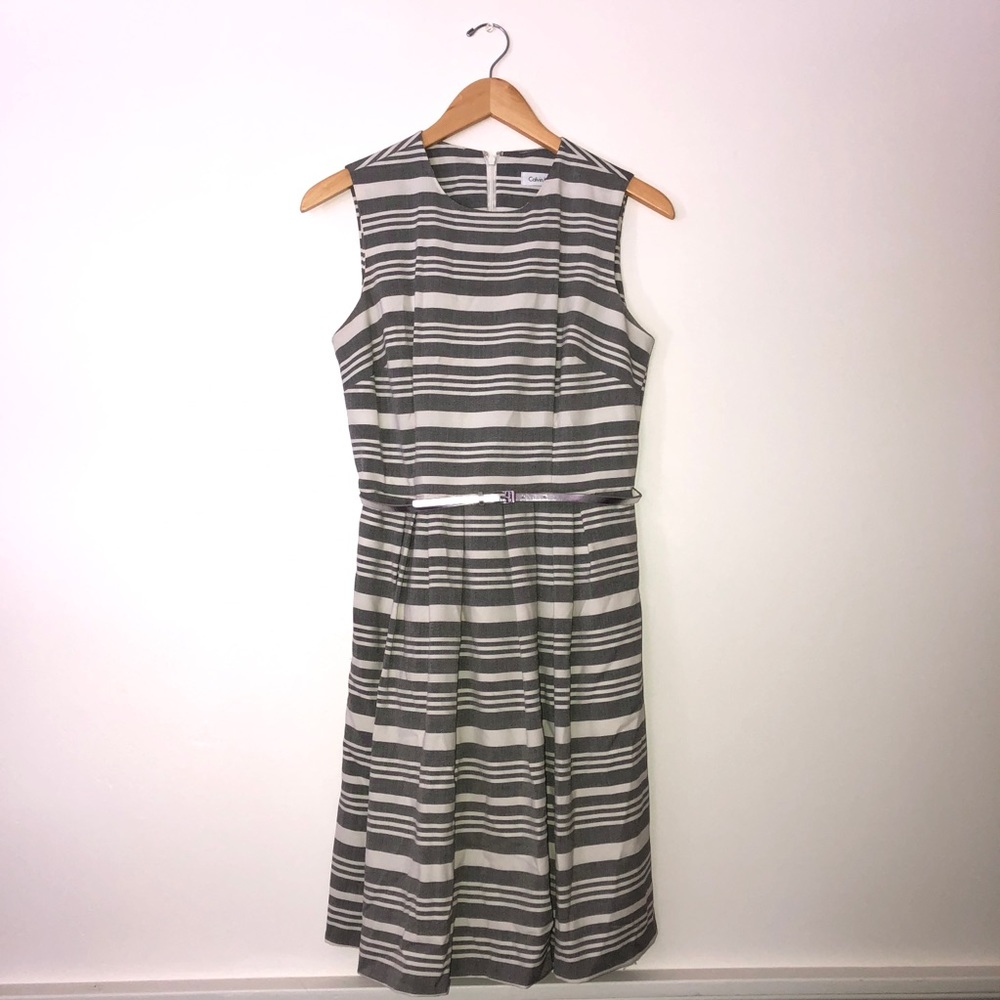 Calvin Klein Striped Dress w/Belt